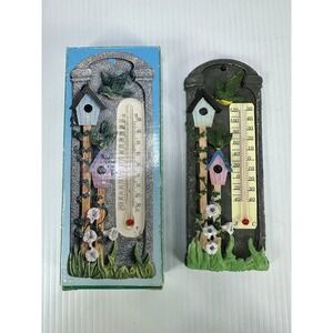 VTG giftco Inc Wall Thermometer Birds Birdhouse 2.75 x 7.5" Resin Spring  Summer
